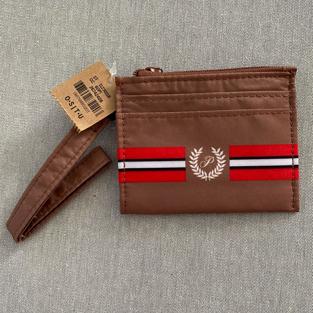 Victorias Secret Pink ID Card Wallet Wristlet Tan Brown